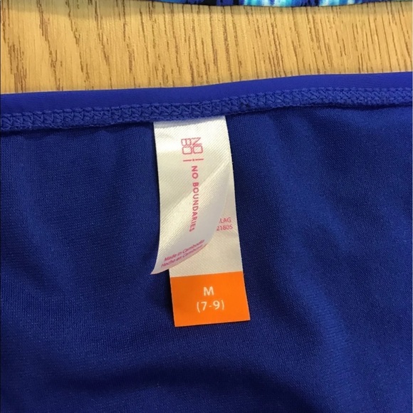 Beach Diva tankini blue white ruched size 10 with royal blue bottom No Boundries - Picture 5 of 8